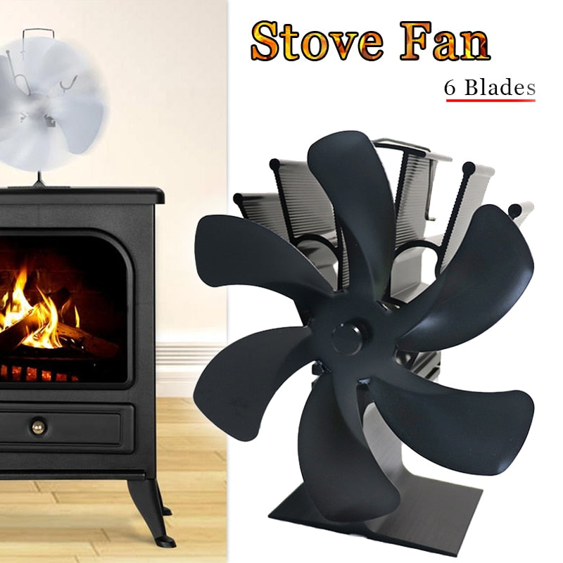 6 Black Fireplace Fans Vertical Thermal Power Log Burners Quiet Family Fireplace Fan Appliances Efficient Heat Distribution