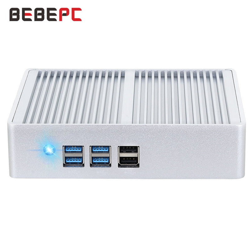 BEBEPC Fanless Mini PC Computer HTPC Windows 10 Pro Intel Core i5 5200U/4200U Celeron DDR3L WiFi HD USB Office Descktop Minipc