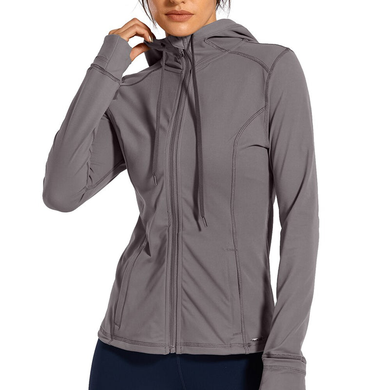 Sportswear Woman&#39;S Sports Jacket Women&#39;S Matte Brushed Full Zip Up Hoodie Coats Outerwear Hooded Workout Sports Jackets Pockets