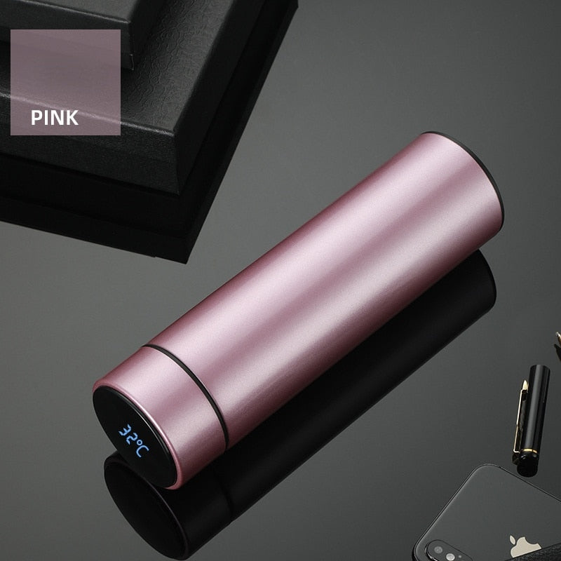 Termo LED inteligente creativo de 480ml con pantalla de temperatura, frascos de vacío, botella de agua de acero inoxidable, taza termo con logotipo personalizado