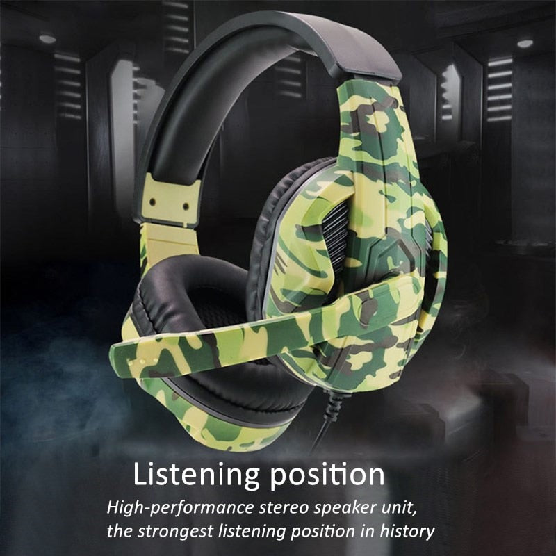 Shoumi Camouflage Gaming Headset Professional Gamer Stereo Nuevos auriculares montados en la cabeza Auriculares para computadora para PS4 PS3 Xbox Switch