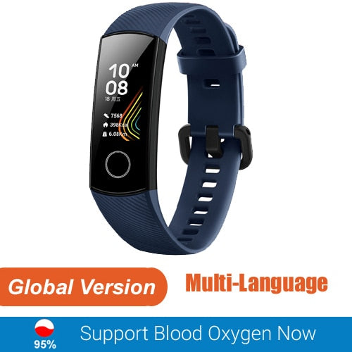 HONOR Band 5 Herzfrequenz-Blutsauerstoffmonitor Schwimmen 50 Uhr Wasserdichtes Fitnessband 0,97 Zoll AMOLED-Bildschirm Smart Watch-Armband
