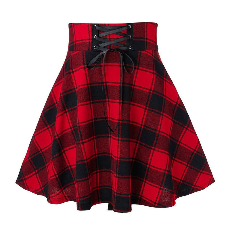 Schwarzer karierter Damen Gothic Rock Damen Plissee Plaid Röcke Frühling Herbst Mädchen Hip Hop Damen Punk Goth Minirock Clubwear