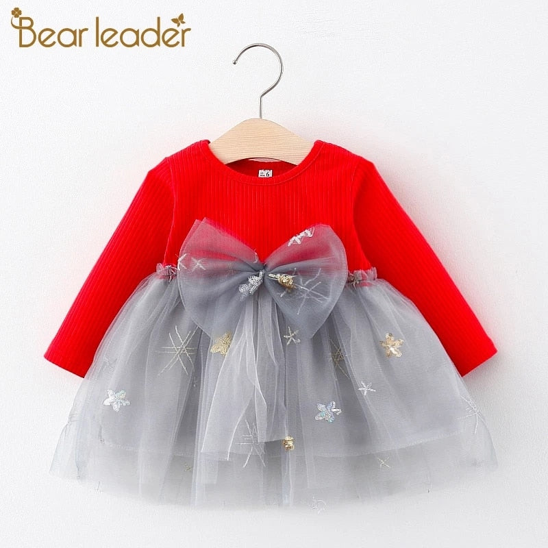 Bear Leader Baby Girl Dress Set T-shirt Tops Cartoon Giraffe Dress Baby Girl Princess Clothes Girls Long Sleeve  2pcs Suit