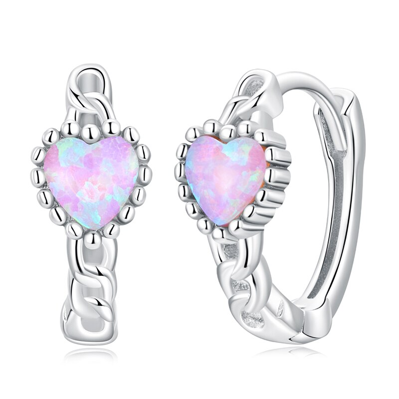 WOSTU 925 Sterling Silver Opal Stud Earrings Cat Unicorn Heart Blue Opal Earrings For Women Original Silver 925 Jewelry