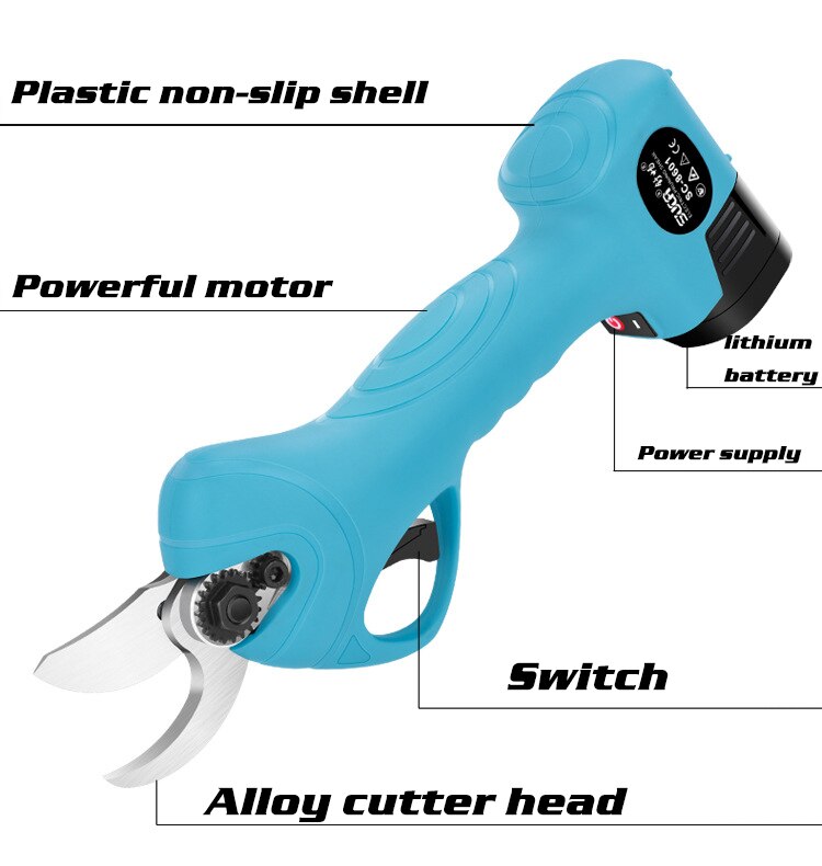 Podadora inalámbrica de 16,8 V, tijeras de podar de iones de litio, tijeras eficientes, bonsái, ramas de árboles eléctricas, herramientas de jardín, SC-8601 eléctrico