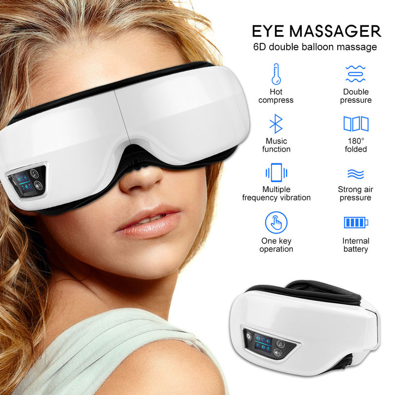 6D Smart Airbag Vibration Augenmassagegerät Augenpflege Instrument Heizung Bluetooth Musik lindert Müdigkeit und Augenringe mit Wärme