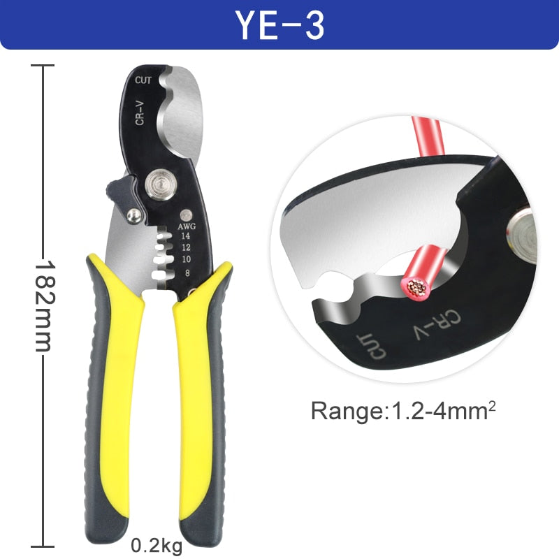 Wire stripper pliers 0.25-6mm²/10-24AWG YE-1 cable cutter practical electric automatic Multifunctional Repair crimping Tools