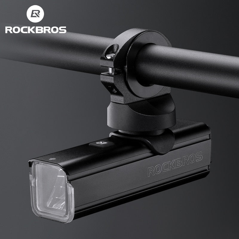 Faro de bicicleta ROCKBROS 400-1000LM con soporte de montaje IPX3, linterna de bicicleta recargable por USB, soporte frontal combinado