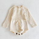 Cute Autumn Winter Infant Baby Girls Bowknot Rompers Clothing Kids Girl Long Sleeve Knit Rompers Clothes