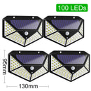 Solar Lights Outdoor 100 Led Bright Motion Sensor Light Wide Angle Wireless Waterproof IP65 Wall Lights for Garden Wall Street