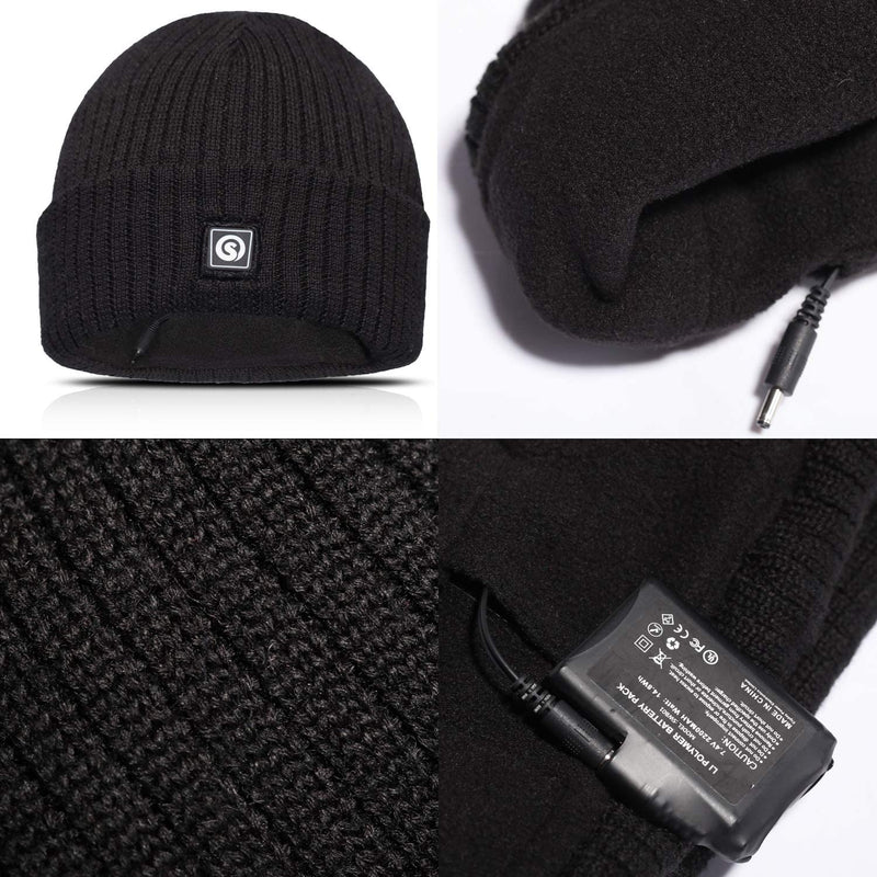 Savior Heat Heated Hat Battery Heated Beanie Hat Electric Rechargeable Warm Winter Heated Fleece Cap Balaclava