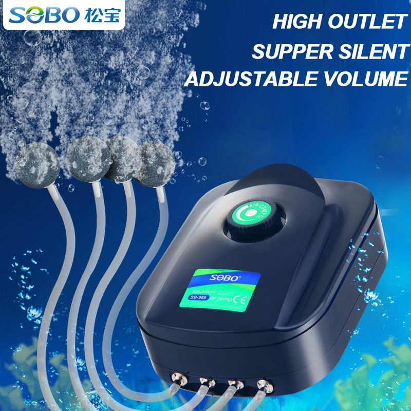 SOBO High Power 8 W 12 W Aquarium Sauerstoff Luftpumpe Fisch Aquarium Luftkompressor Einstellbarer Luftstrom Sauerstoffpumpe für Fische