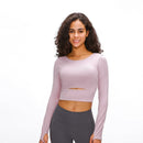 Nepoagym WIND Women Long Sleeve Cropped Top with Padded Bra Soft Yoga Top Comfortable Gym Workout Shirts