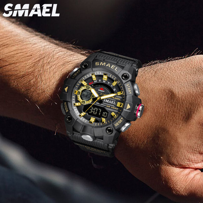 SMAEL Fashion Herren Sportuhren Stoßfest 50M Wasserdichte Armbanduhr LED Alarm Stoppuhr Uhr Militäruhren Herren 8040