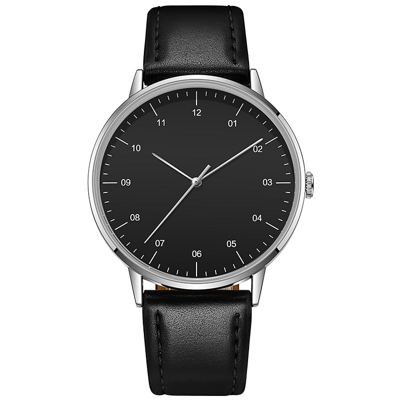 No Logo Business Watch Japan Movement PU Leather Strap Thin Bezel Simple Design Minimalism