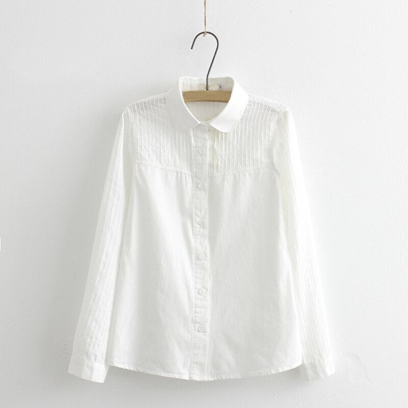 100% algodón mujer encaje blanco camisas verano primavera manga larga volante Delgado suave blusa Tops 0,15 Kg