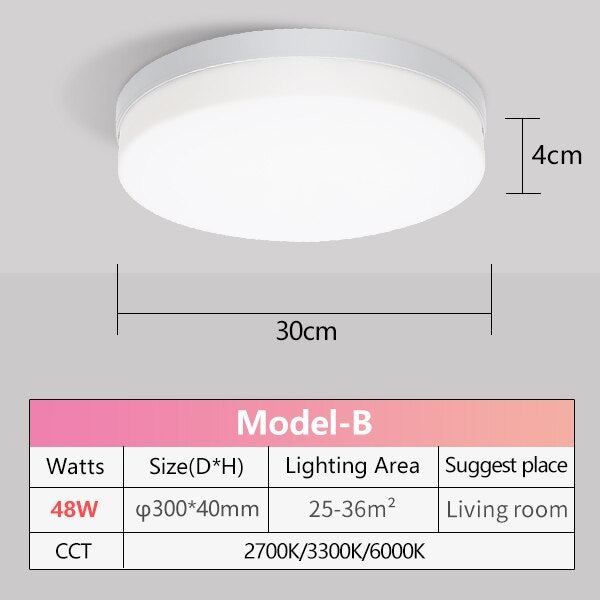 LED Ceiling Panel Light Ultrathin Square Round Natural Light 18W 24W 36W 48W 85-265V LED Mounted Modern Lighting For Home Deco