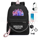 New Stranger Things backpack HELLFIRE Multifunction USB Charging Travel Canvas Student Backpack For Teens Boys Girls School Bag