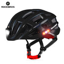 Casco ligero para bicicleta ROCKBROS, casco impermeable para bicicleta, casco de ciclismo con carga USB, accesorios para bicicleta de montaña y carretera moldeados integralmente