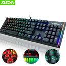 ZUOYA Juego Teclado mecánico LED retroiluminado Anti-ghosting Interruptor azul / rojo / negro Teclado para juegos con cable Ruso / Inglés para computadora portátil