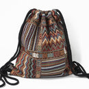 2022 Women Fabric Backpack Female Gypsy Bohemian Boho Chic Aztec Ibiza Tribal Ethnic Cottage Soft Brown Drawstring Rucksack Bags