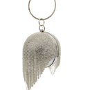 Boutique De FGG Round Ball Women Gold Crystal Evening Bags and Clutches Rhinestone Tassels Wedding Party Bridal Diamond Clutch