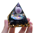 Pirámide de orgonita, esfera de Cristal de amatista de 60mm con piedra de Cristal Natural de obsidiana, multiplicador de Chakra Reiki curativo energético de orgonita