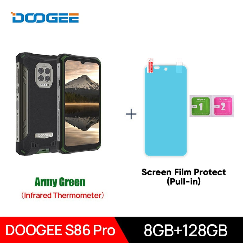 DOOGEE S86 Pro Teléfono inteligente resistente 8GB + 128GB Termómetro infrarrojo Teléfono móvil S86 Smartphone HelioP60 Octa Core 8500mAh
