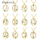 ANDYWEN 100% 925 Sterling Silver Spring Rainbow CZ Zodiacs Pendant Necklace 2021 Wedding Jewelry Fine Rock Punk Ovals Crystal