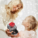 Joyero de rosa eterna natural para el día de la madre / w 100 idiomas Collar de amor Flores preservadas Anillo de propuesta Caja Regalos para ella