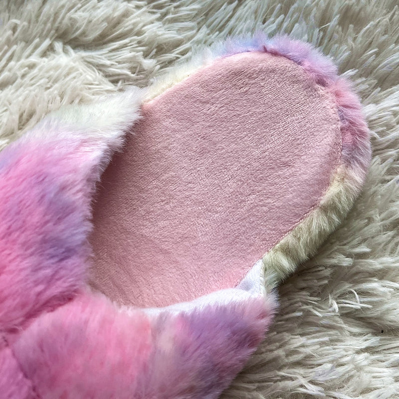 Bonita casa de Alpaca de dibujos animados, pantuflas de piel para mujer, pantuflas cálidas de invierno de felpa para padres e hijos, pantuflas mullidas para dormitorio interior y niñas