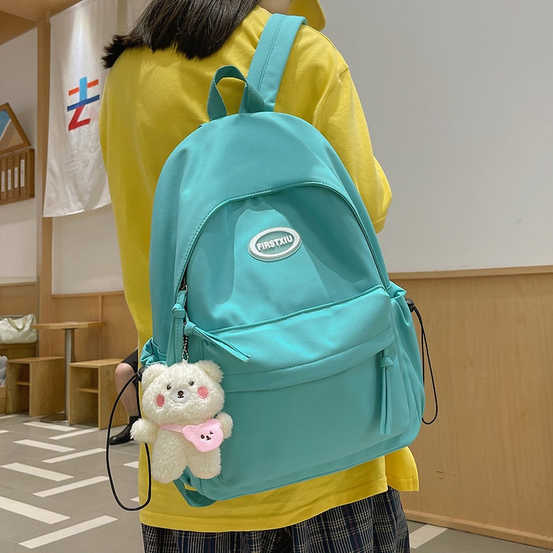 HOCODO Simple Solid Color Female Backpack Trend Waterproof Nylon Women Backpack Casual School Bag For Teenage Girls Shoulder Bag