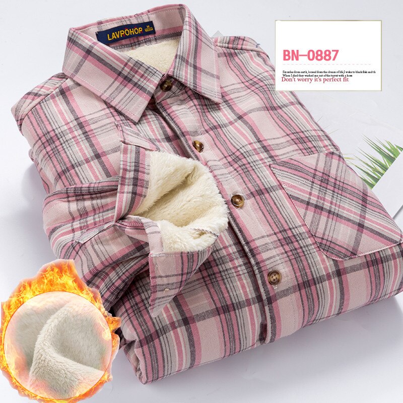 S-4XL Women Cotton Shirt Spring Autumn Winter 2022 New Casual Long-sleeve Brushed Plaid Stripe Shirts Girl's Tops Blouse Female