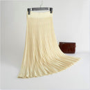 Winter Thickened Rib Knitted Large Swing Maxi Long Skirts Elegant Solid A-line Pleated Ankle Length Knit Skirts Coffree Beige