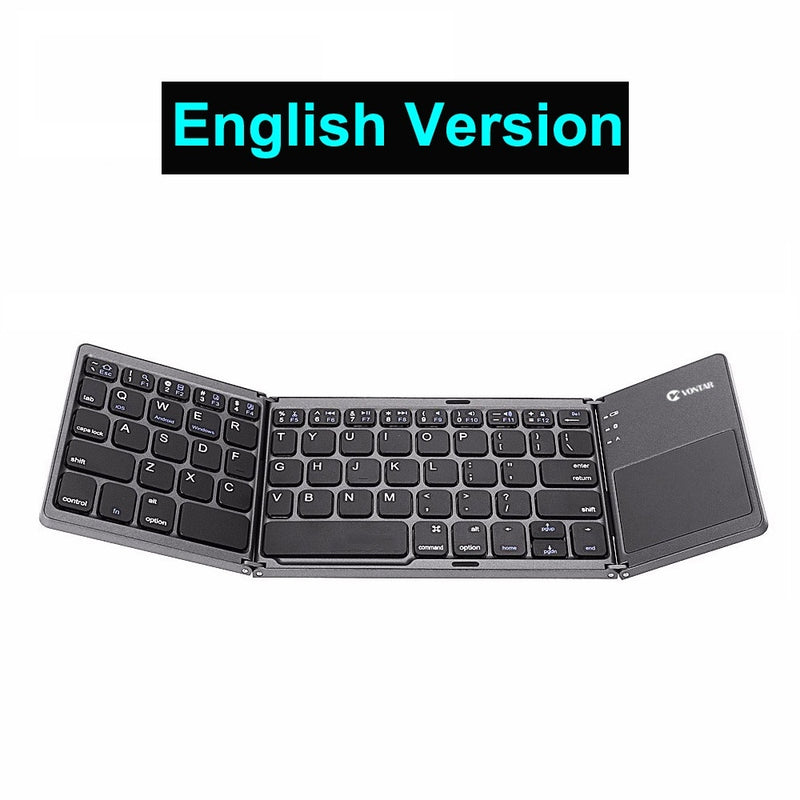 Folding Bluetooth Keyboard Wireless Klavye English/Russian/Spanish/Arabic/Hebrew/Portugues for IOS/Android/Windows ipad Tablet