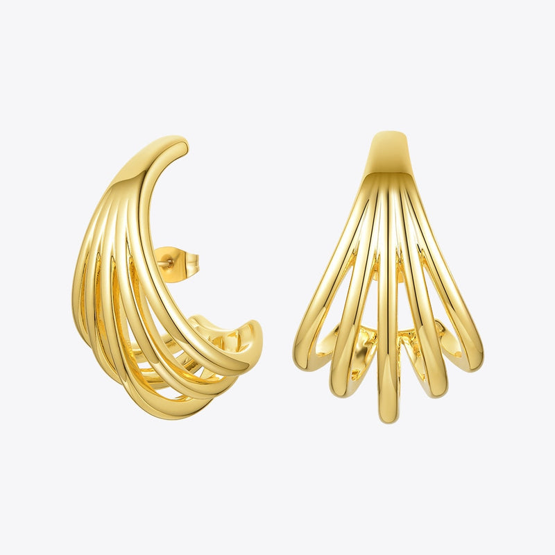 ENFASHION Geometric Lines Stud Earrings For Women Gold Color Metal Conch Earings Fashion Jewelry 2020 Gifts Kolczyki E201182