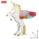 Oenux Classic Mythical Rainbow Pegasus Simulation Animal Original Fairy Tale Fly Horse Action Figures Model PVC Educational Toys