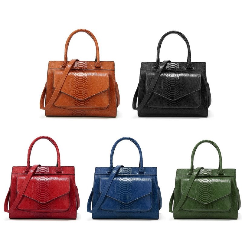 Neue Mode-Frauen-Tasche Luxe cuir Serpentine Damen-Lederhandtaschen mit Beutel Damen Trunk Tote Bolsos Damen-Umhängetasche