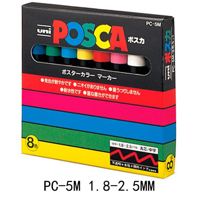 UNI POSCA Marker Pen PC-1M PC-3M PC-5M Set POP Poster Werbung Paint Pen Comic Painting Rundkopf Briefpapier Caneta Posca