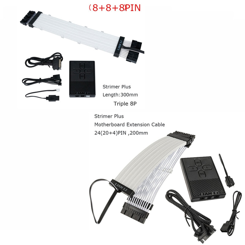 LIANLI Strimer Plus Triple 8PIN,24pin Motherboard Extension RGB Cable ,8PIN + 8PIN GPU Extension,Support Motherboard Control