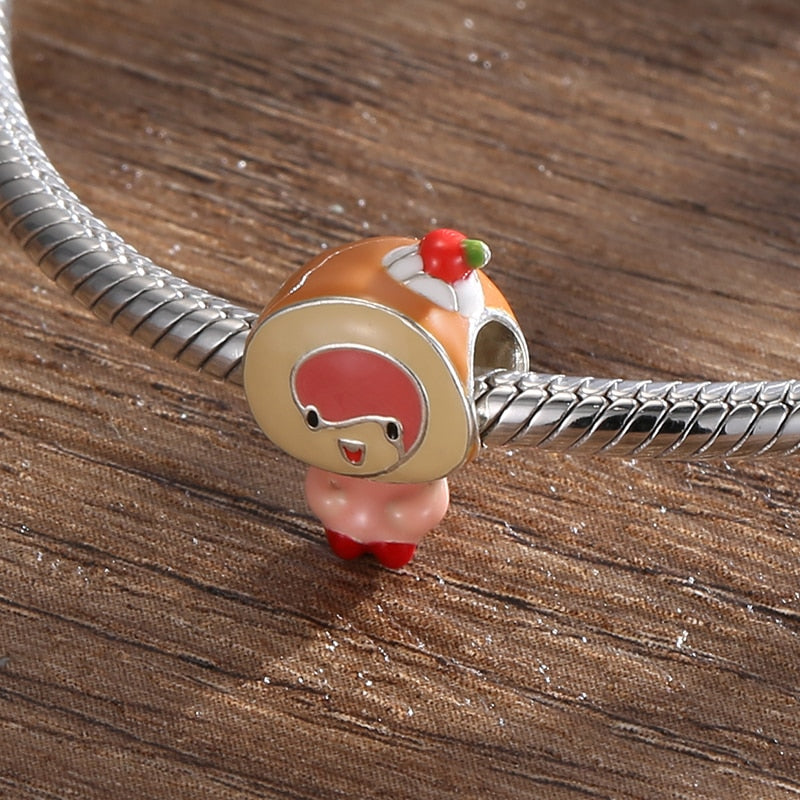 Silver 925 Desserts Delicious Lovely Food Series Charms Pendant Hamburger Egg Bead Charms Jewelry Making Fit DIY Silver Bracelet