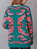 Mujeres Nuevo Vintage Cálido Espesar Suéteres UFO Nubes Jacquard Jerseys Otoño Invierno Punto Retro Suelto Tops Blusas C-012