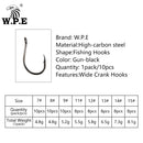 Marca WPE, 1 paquete de anzuelos de pesca, tamaño 7 #-15 #, anzuelo de púas, acero de alto carbono, círculo único, carpa, anzuelo, anzuelo, accesorios para aparejos