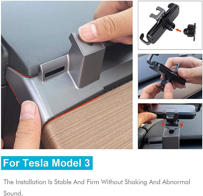 Soporte de teléfono móvil para coche para Tesla modelo 3 Y Clip fijo soporte de seguridad para teléfono móvil, soporte de teléfono Tesla para pantalla HUD soporte de teléfono