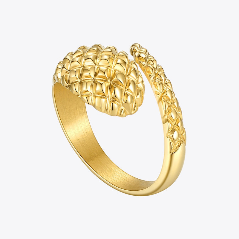 ENFASHION Pyramid Curved Ring Gold Color Stainless Steel Statement Open Snake Rings For Women 2020 Fashion Jewelry Bague R204063