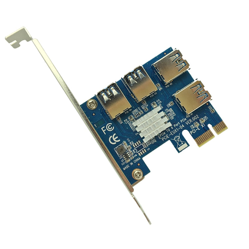 Adaptador PCI-E a PCI-E 1 Turn 4 Ranura PCI-Express 1x a 16x USB 3.0 Minería Tarjeta elevadora especial Convertidor PCIe para minería BTC Miner