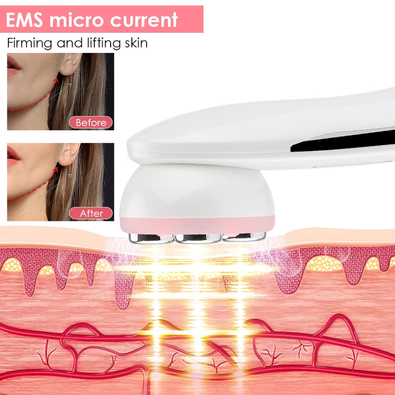 EMS Facial Mesotherapy Electroporation RF Radio Frequency LED Photon Face Lifting Tighten Wrinkle Removal Skincare Face Massager