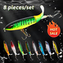 8 Uds. Whopper Plopper 10Cm/14Cm flotante por señuelo de pesca cebo duro Artificial Wobbler cola giratoria aparejos de pesca ojos 3D
