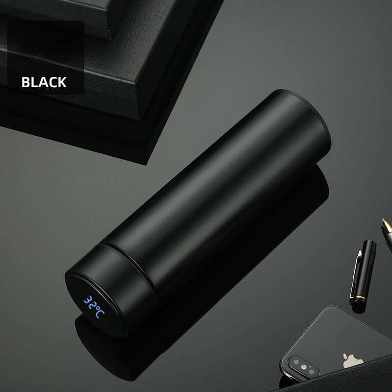 Termo LED inteligente creativo de 480ml con pantalla de temperatura, frascos de vacío, botella de agua de acero inoxidable, taza termo con logotipo personalizado